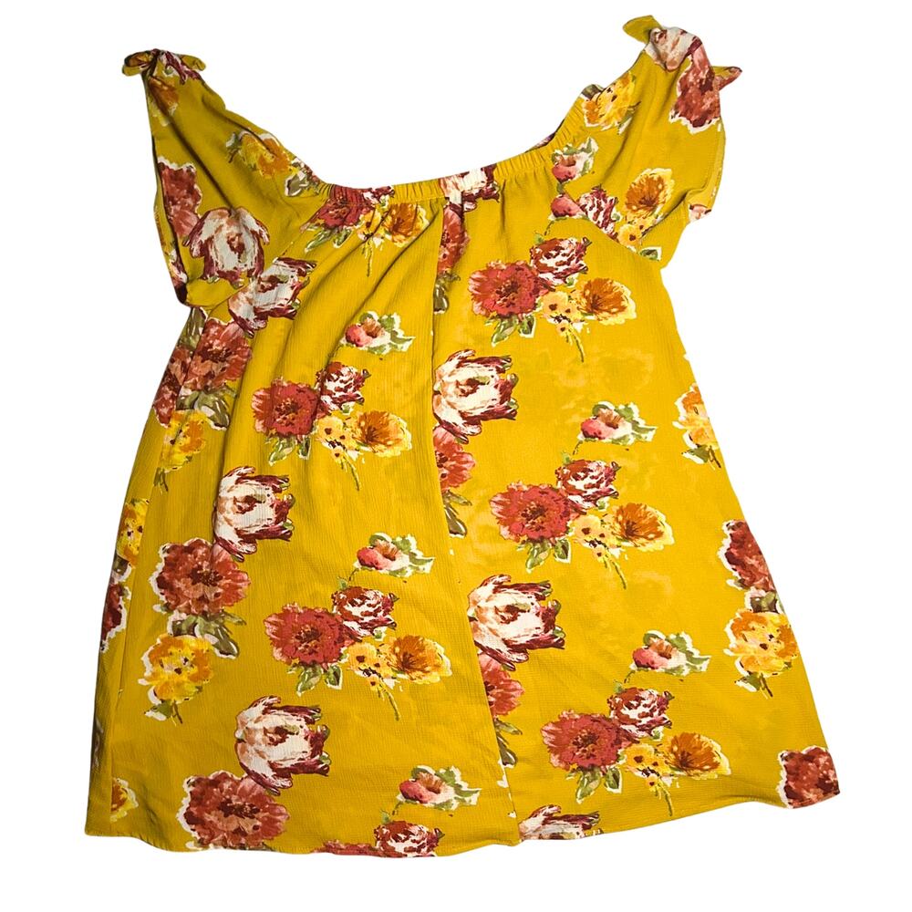 Vibe Sportswear 2X Yellow Floral Off Shoulder Mini Dress Boho Cottagecore
